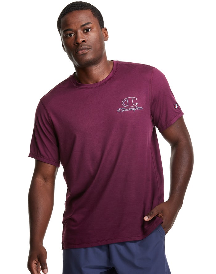 Champion Mens T-Shirt NZ - Tee Outline Logo Purple ( 3802-TQVNP )